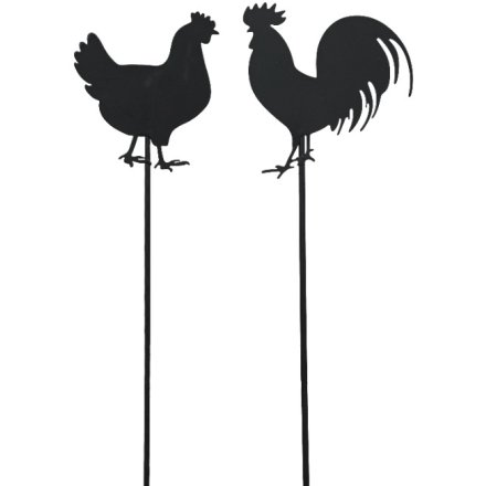 Chicken + Cock Garden Stake 2/A