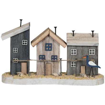 X3 Coastal House Wooden Decor with Seagull
