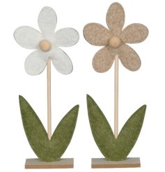 felt flower decoration on a wood base 
