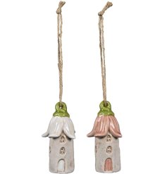 Add a touch of spring with the charming 2/A Flower House Hanging Deco 