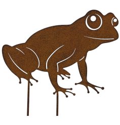 Create a wildlife area in the garden with this iron frog stake in a rusty brown colour tone.