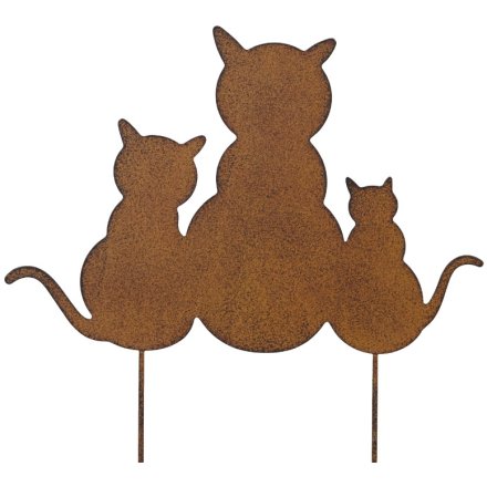 28cm 3 Cat on Garden Stake