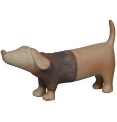 Add a charming touch to your home with this delightful brown and grey Dachshund Dog Ornament