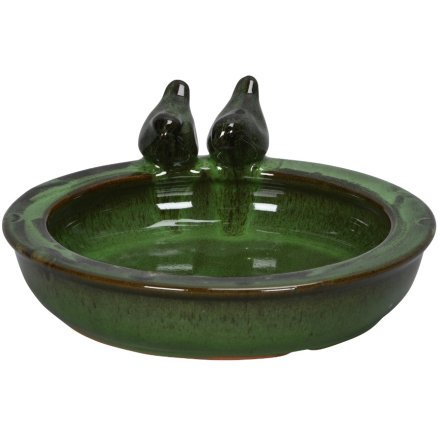 Green Bird Bath Feeder, 28cm 