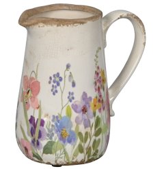 Vintage floral design jug vase with a rustic charm
