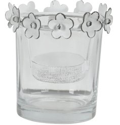 Add a touch of elegance with this charming Tea Light Holder, adorned with a delicate flower.