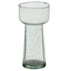 Crafted from bubble glass, this chic vase is a unique piece on its own.