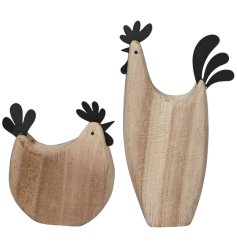  a wooden cock and hen decoration