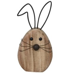 Bring spring cheer to your home with the Egg Bunny Wooden Deco