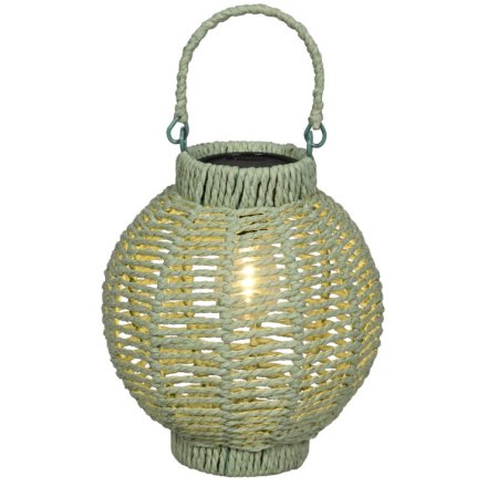 LED Green Wicker Lantern ,19cm 