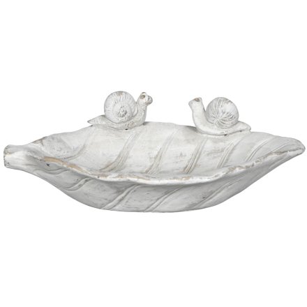 Leaf & Snail Bird Bath, 30cm 