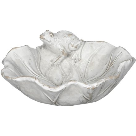 26cm Leaf Pad and Frog Design Bird Bath