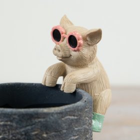 Adorable pig-themed pot hanger with charm and style.