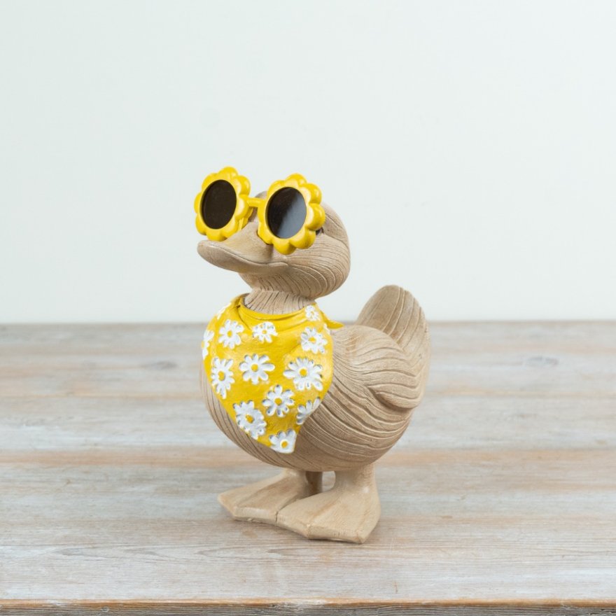 Resin Duck with Sunglasses Ornament, 21.5cm 