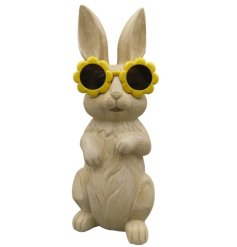 Bring charm home with this resin bunny sporting cute flower-shaped glasses.