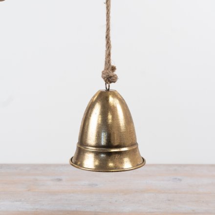 Add classic festive charm with this antique gold hanging bell decoration.
