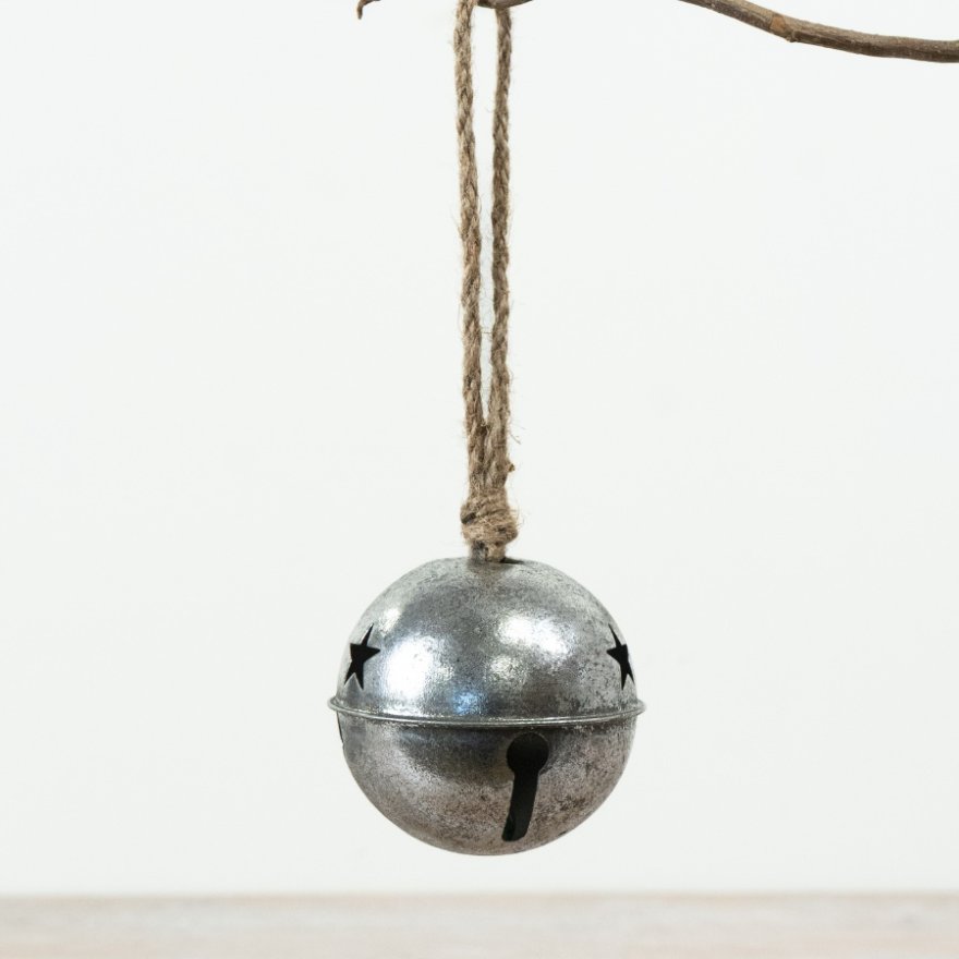 Rust Silver Bell Hanger, 10cm