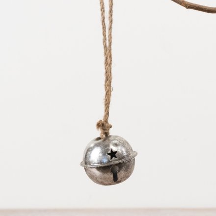 6cm Silver Hanging Metal Bell Ornament