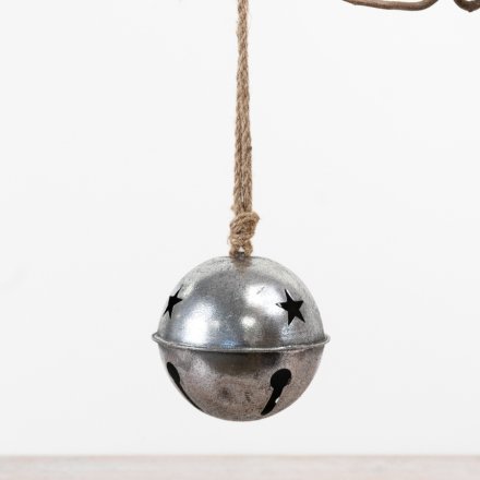 14cm Silver Metal Hanging Bell Ornament
