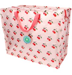 A bright and colourful storage bag in a jumbo size featuring two sturdy handles and a zip close.
