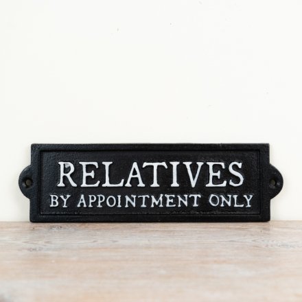 Relatives Cast Iron Sign, 21.8cm 