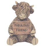 a resin ornamnet holding fabulous friend plaque 