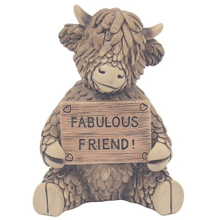 Hughie Highland Cow Fab Friend, 10cm 
