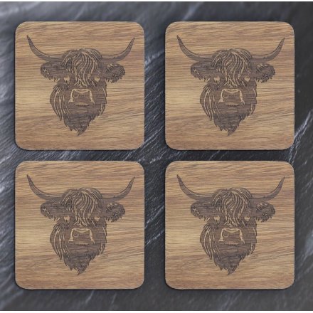 S/4 Highland Cow Coaster, 10cm 