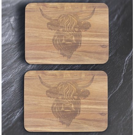 S/2 Highland Cow Place Mats, 30cm 