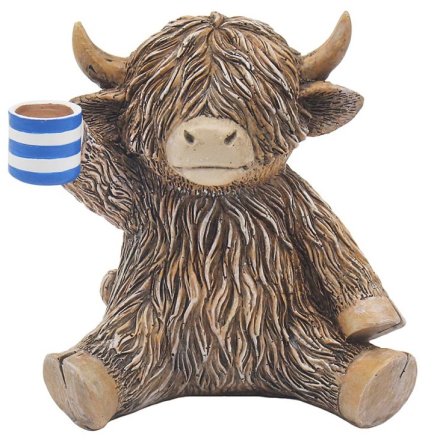 Highland Cow  Holding a Cuppa