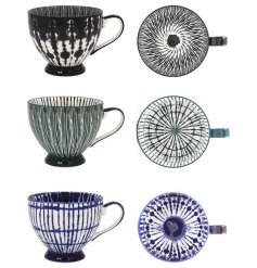 assorted stylish patterned mugs