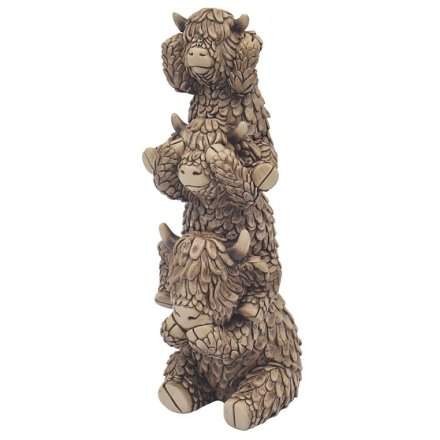 Trio Hughie Highland Cows Deco, 8cm 