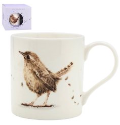 Enjoy every sip with the Wren Mug featuring a delightful bird design.