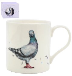 Coffee mug featuring an adorable pigeon motif
