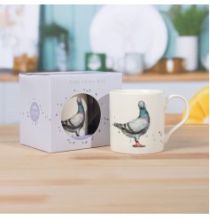 a charming pigeon design coffee mug 
