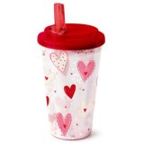 Sip in style with the Shatterproof Amore Hearts Double Walled Cup & Straw