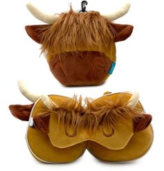 Stay comfy on the go with the Relaxeazzz Highland Coo Plush Pillow & Eye Mask set.
