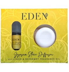 Refresh your space with the Eden Lemon & Bergamot Gypsum Stone Diffuser Set. 