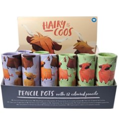 Add a touch of Scottish charm to your desk with the Hairy Coos Highland Coo Pencil Pot