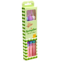 Add springtime charm to your writing with this set of three Bunny Rabbit Fine Tip Pen