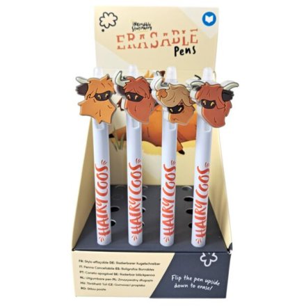 Inkredible 19cm Erasable Pen Featuring PVC Highland Coo Topper
