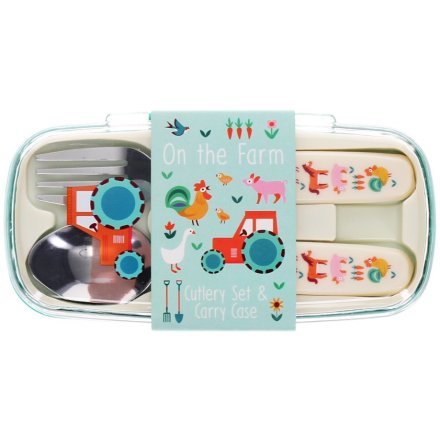 Adorable farm-themed kids' cutlery set perfect for mealtime fun!