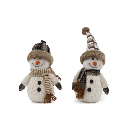 2/A Snowman Brown Scarf Deco, 40cm 