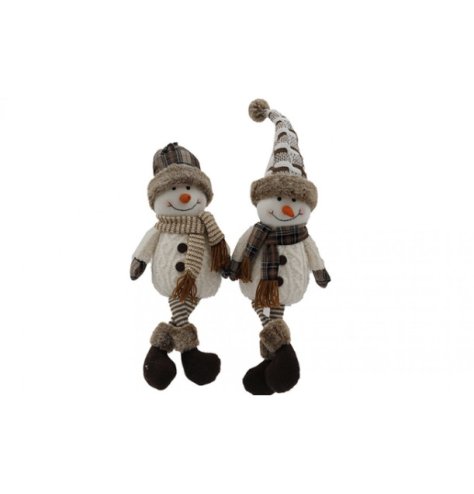 Bring holiday cheer with this 56cm Snowman wearing a BR hat and long legs.