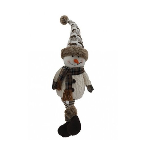 Bring holiday cheer with this 56cm Snowman wearing a BR hat and long legs.