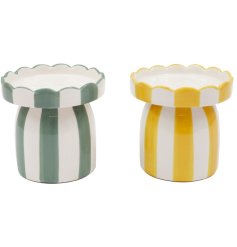Add elegance and warmth to your home with our 11cm Stripe Pillar Candle