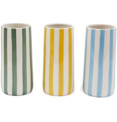 Add a touch of elegance to your space with the 11x21cm Soleil Stripe Vase