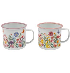 Sip in style with our 9cm Springtime Tin Mug