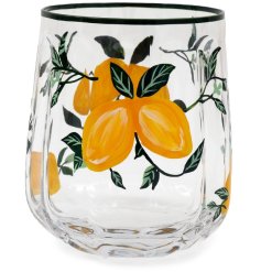 Sip in style with the 10.5cm Citrus Glass Tumbler