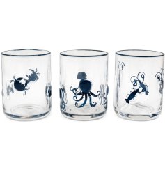 Sip in style with the 11cm Sealife Glass Tumbler 